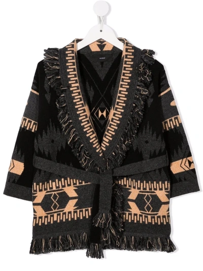 几何图案印花磨损边开衫