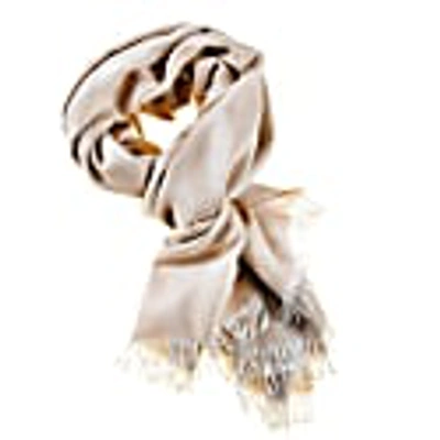 Kinalba Marquee Warm Camel Herringbone Cashmere And Silk Stole In Silk