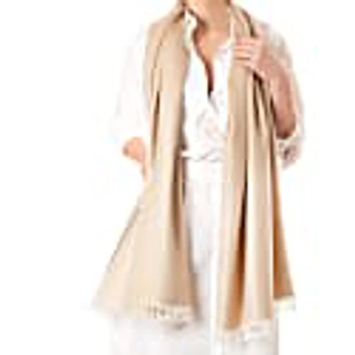 Kinalba Marquee Warm Camel Herringbone Cashmere And Silk Stole In Silk