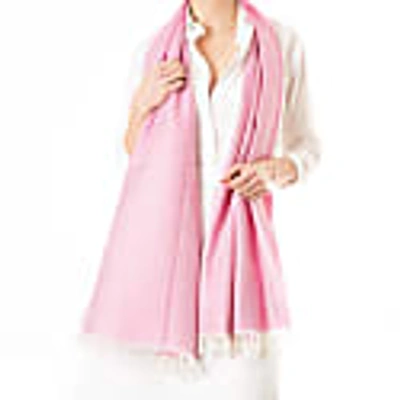 Kinalba Marquee Lipstick Pink Herringbone Cashmere And Silk Stole In Silk