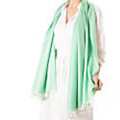 Kinalba Marquee Spring Green Herringbone Cashmere And Silk Stole In Silk
