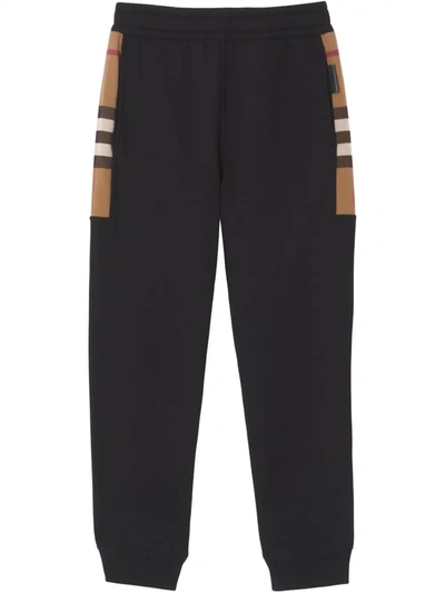 Shop Burberry Check-pattern Track Pants In Schwarz