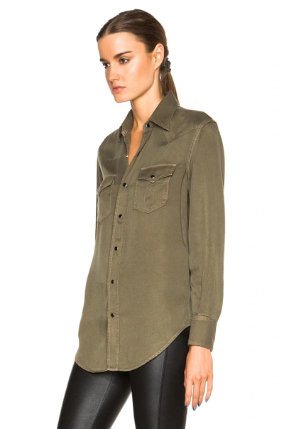 Shop Saint Laurent Western Shirt In Army Green