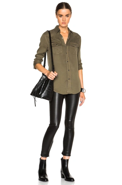 Shop Saint Laurent Western Shirt In Army Green