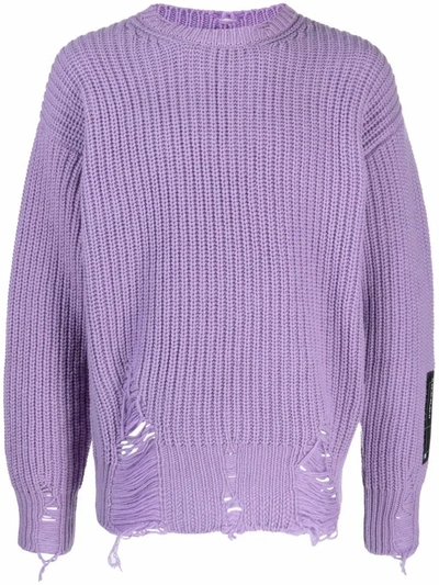 Shop Msgm Men's Purple Wool Sweater