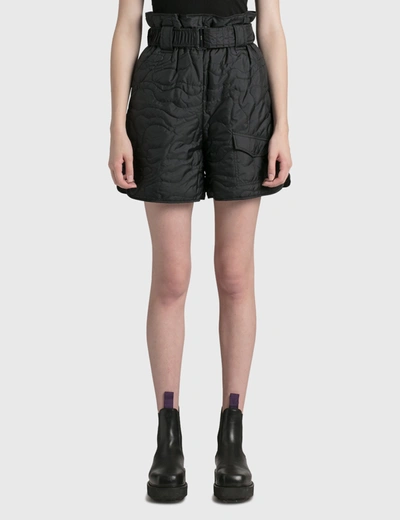 Shop Ganni Quilted Recycled Paper-bag Shorts In Black