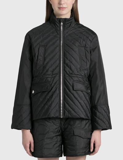 Shop Ganni Quilted Recycled Ripstop Jacket In Black