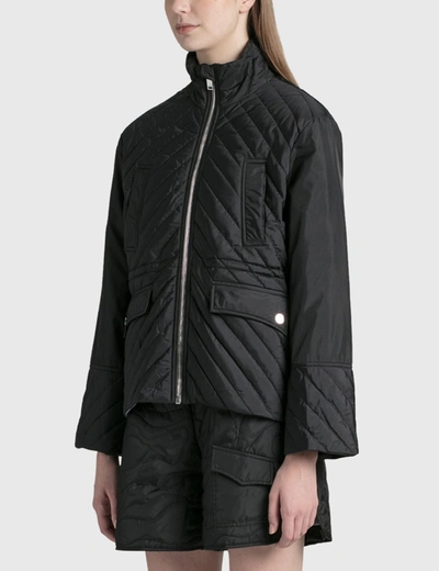 Shop Ganni Quilted Recycled Ripstop Jacket In Black