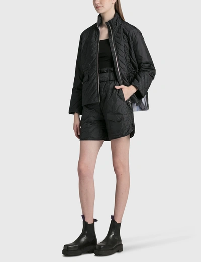 Shop Ganni Quilted Recycled Paper-bag Shorts In Black