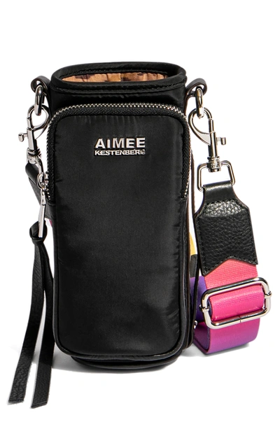 Shop Aimee Kestenberg On Top Of The World Water Bottle Bag In Black W/ Ombre Webbing