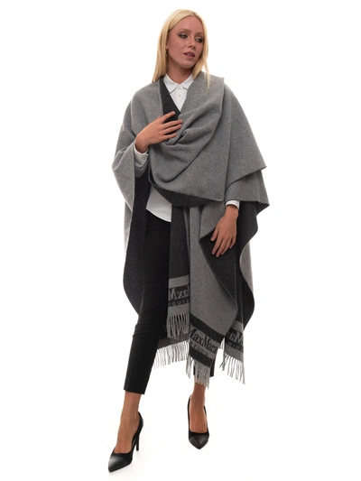 Max Mara Patroni Poncho Grey Wool Woman In Gray | ModeSens