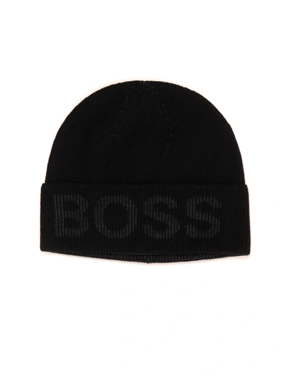 Shop Hugo Boss Boss Nebbiolino Rib Hat Black Cotton Man