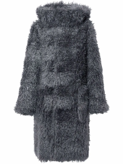 Shop Burberry Textured Hooded Duffle Coat In Grau