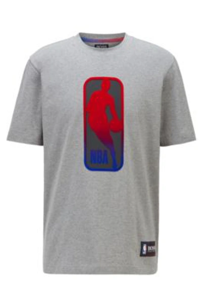 Shop Hugo Boss - Boss X Nba T Shirt With Team Logo - Grey