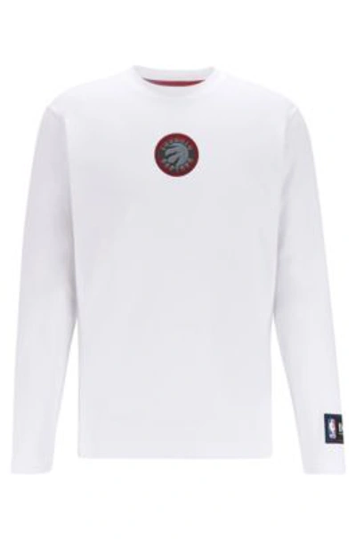 Shop Hugo Boss - Long Sleeved T Shirt From Boss X Nba With Team Logo - White