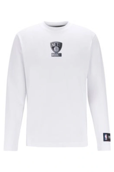 Shop Hugo Boss - Long Sleeved T Shirt From Boss X Nba With Team Logo - White