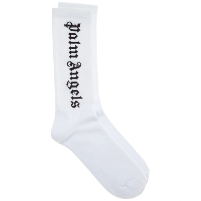 Shop Palm Angels Men's Socks Logo In White
