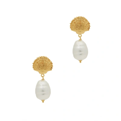 Shop Soru Jewellery Capri Pearl 18kt Gold-plated Drop Earrings