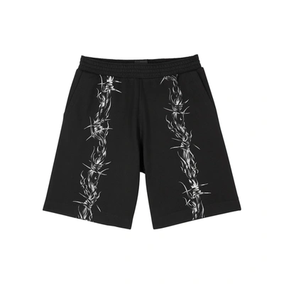 Shop Givenchy Black Printed Cotton Shorts