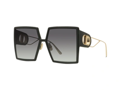 Shop Dior 30montaigne Su Black & Gold Square Sunglasses