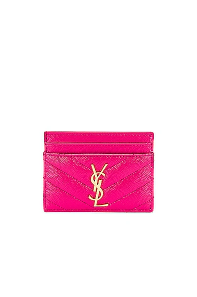 Shop Saint Laurent Monogramme Card Case In Fuchsia