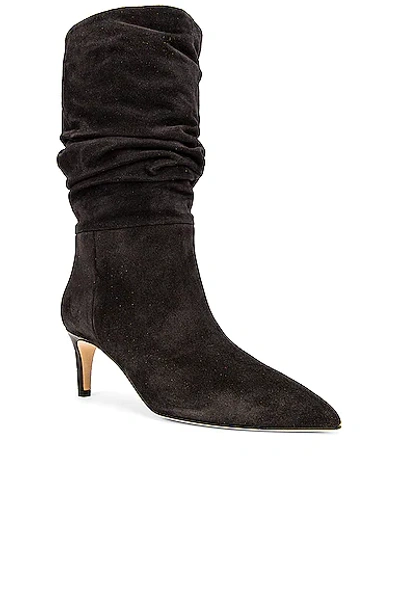 Shop Paris Texas Suede 60 Slouchy Boot In Off Black