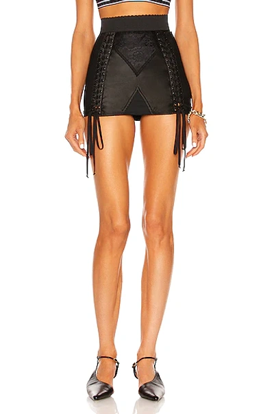 Shop Dolce & Gabbana Lace Up Mini Skirt In Black