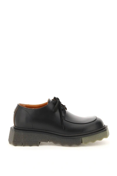 Shop Off-white Sponge Sole Leather Laced Shoes In Black
