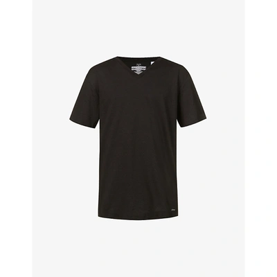 Shop Calvin Klein Mens Black V-neck Cotton T-shirt Pack Of Three L