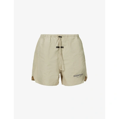 Shop Essentials Mens Pistachio  Volley Logo-print Cotton-blend Shorts Xxs