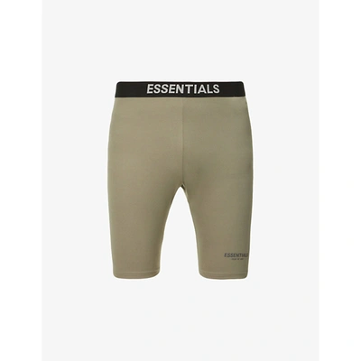 Shop Essentials Fear Of God  Men's Charcoal  Brand-print Stretch-jersey Cycling Shorts