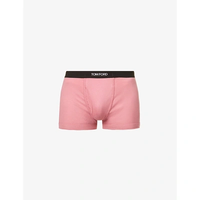 Shop Tom Ford Mens Antique Pink Logo-embroidered Cotton-blend Jersey Boxers Xl