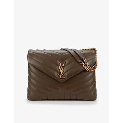 Shop Saint Laurent Womens Brown Loulou Monogram Medium Leather Shoulder Bag