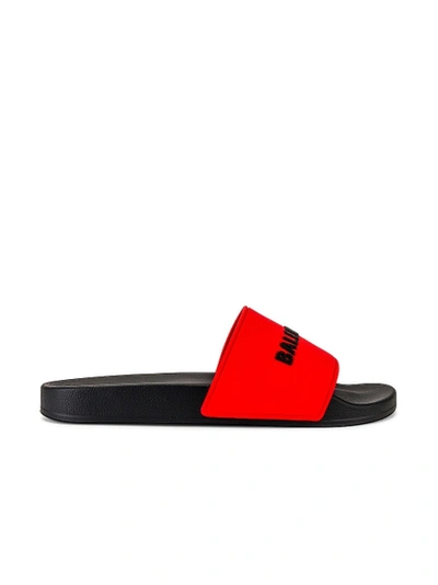 Shop Balenciaga Pool Slide Sandal In Red