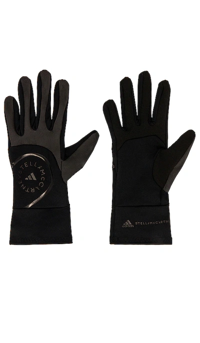 Shop Adidas By Stella Mccartney Asmc Gloves In Black & Soft Powder