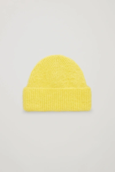 Shop Cos Textured Knitted Beanie Hat In Yellow