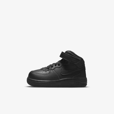 Shop Nike Force 1 Mid Le Baby/toddler Shoes In Black,black