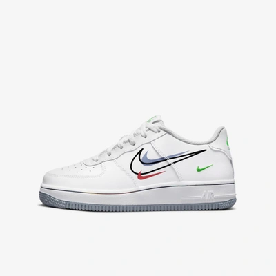 Shop Nike Air Force 1 Low Big Kids' Shoes In White,aluminum,black,light Green Spark