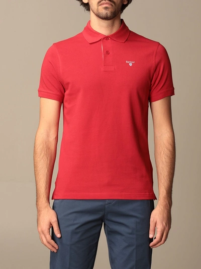 Shop Barbour Polo Shirt In Pique Cotton With Logo In Red