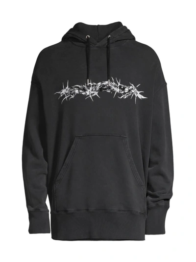 Shop Givenchy Men's Barbed Wire Logo Hoodie Sweatshirt In Black