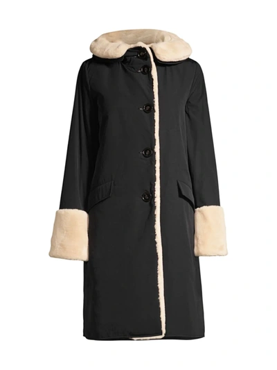 Shop Jane Post Faux Fur-lined Storm Coat In Black Stone