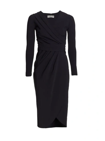 Shop Chiara Boni La Petite Robe Women's Jodene Pleated Wrap Midi Dress In Black