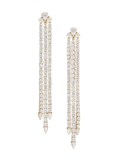Shop Adriana Orsini Women's Daytime 18k-gold-plated & Cubic Zirconia Triple-strand Drop Earrings