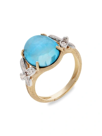 Shop Marco Bicego Women's Marrakech Onde Elevated 18k Gold, Diamond & Blue Topaz Ring