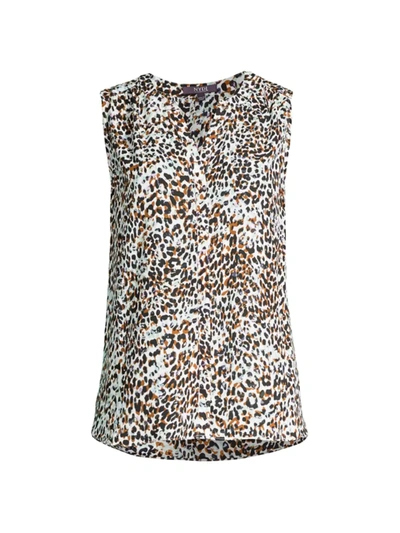 Shop Nydj Sleeveless Pintuck Blouse In Leopard