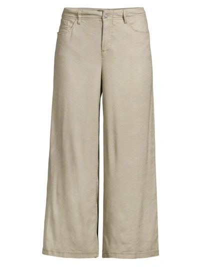 Shop Nydj Women's Cropped Linen Wide-leg Pants In Wet Sand