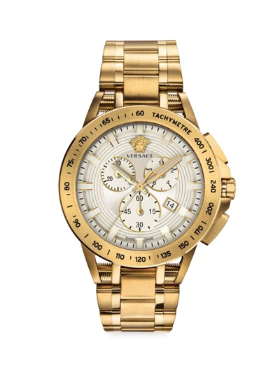 Shop Versace Men's Sport Tech Ip Yellow Gold Chronograph Bracelet Watch In White