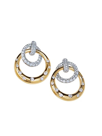 Shop Kwiat Women's Cobblestone 18k White & Yellow Gold Diamond Pavé Earrings In Yellow White Gold