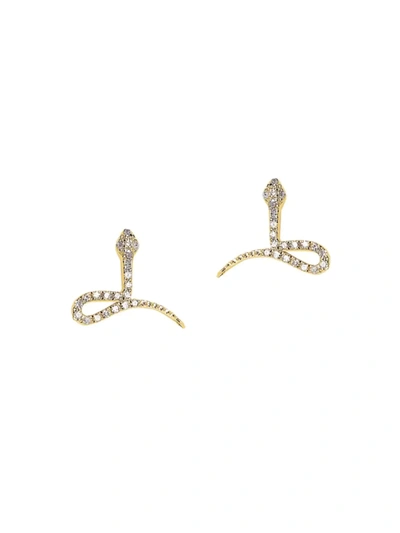 Shop Djula Women's Magic Touch 18k Yellow Gold & Diamond Snake Earrings