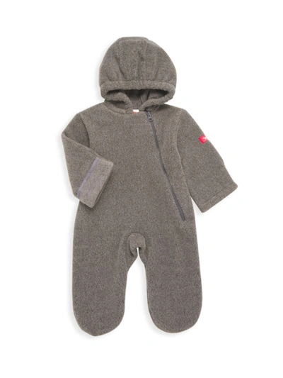 Shop Widgeon Baby Girl's Fleece Hooded Footie In Heather Grey
